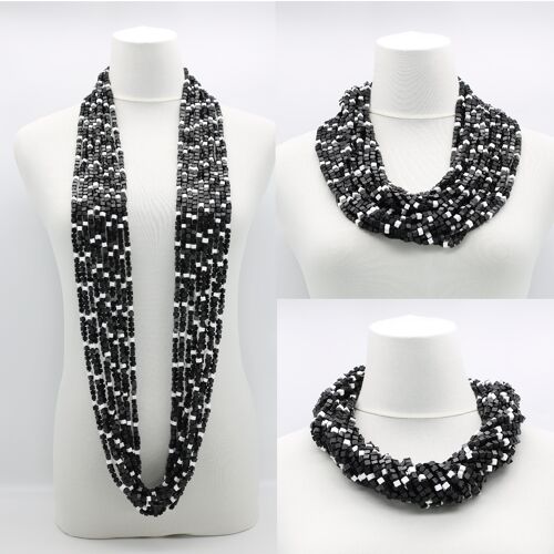 NEXT Pashmina Necklaces - Block Mosaic - Black/White