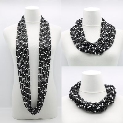 NEXT Pashmina Necklaces - Block Mosaic - Black/White