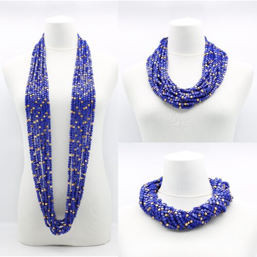 NEXT Pashmina Necklaces - Block Mosaic - Cobalt Blue/New Gold