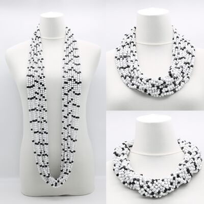 NEXT Pashmina Collares - Bloque Mosaico - Blanco / Negro