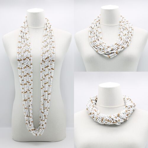 NEXT Pashmina Necklaces - Block Mosaic - White/New Gold