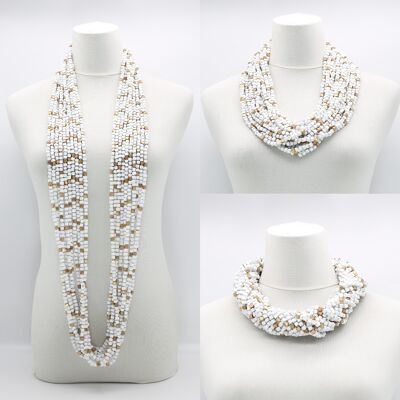 NEXT Pashmina Necklaces - Block Mosaic - White/New Gold