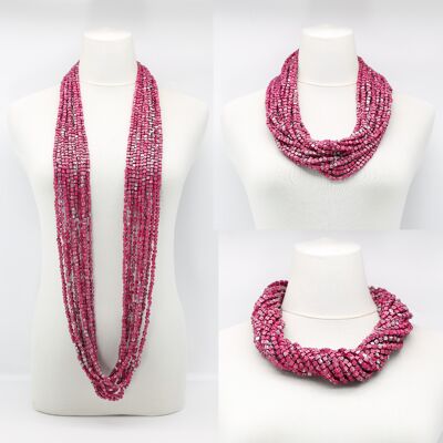 NEXT Pashmina Necklaces - Hand painted - Fuchsia/Silver