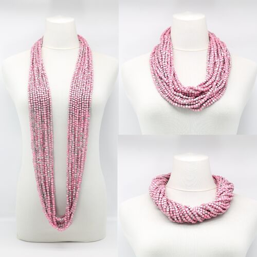 NEXT Pashmina Necklaces - Hand painted - Pink/Silver