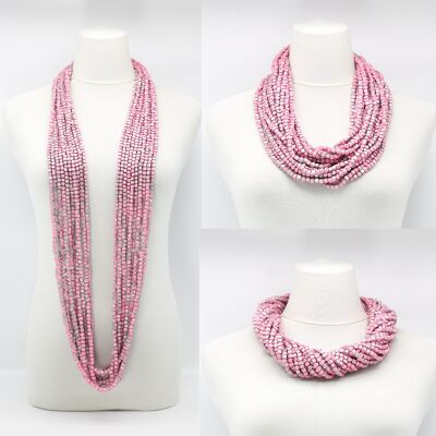 SUCCESSIVO Collane Pashmina - Dipinte a mano - Rosa/Argento