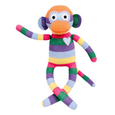 Cuddly toy sock monkey midi stripes rainbow