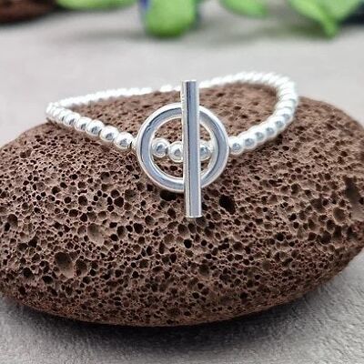 Bracelet argent - Perles 4mm - anneau Toggle