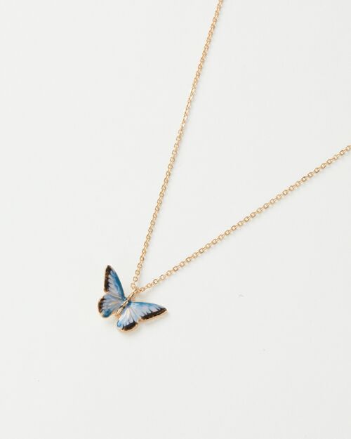 Fable Enamel Blue Butterfly Short Necklace