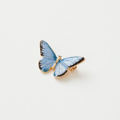 Broche Papillon Bleu Émail