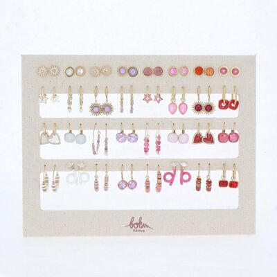 Kit of 32 pairs gold white, pink, purple and red