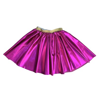 Elastic pink metallic skirt that turns