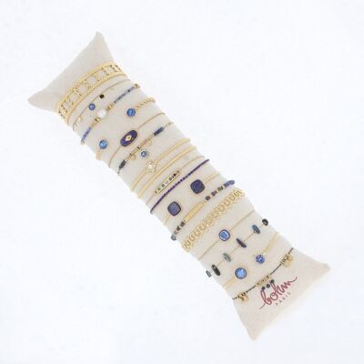 Kit de 16 bracelets élastiques - doré bleu