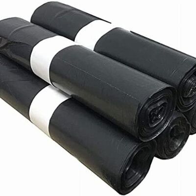 Lot of 100 Large Capacity Bin Bags 130L - Tie Closure, Ultra Resistant 65µ, Leak-Proof, Opaque Black - 5 rolls of 20 bags