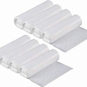 Lot de 200 Sacs Poubelle Grande Capacité 110L - Lien de Fermeture, Ultra Résistant, Anti-Fuites, Transparents - 8 Rouleaux de 25 sacs