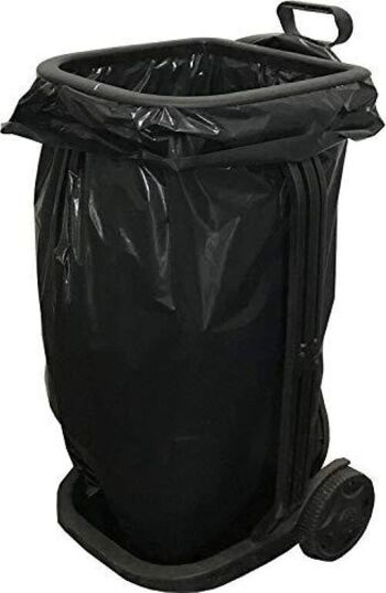 Lot de 100 Sacs poubelle classiques predecoupes NOIR 160 Litres - 4 rouleaux de 25 sacs 5