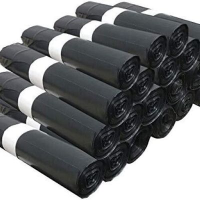 Mega Pack 200 Trash Bags 100L - Practical Closure, Ultra-Resistant & Leak-Proof, Opaque Black - 20 Rolls of 10