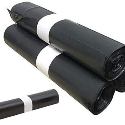 Lot of 100 Large Capacity Bin Bags 50L - Sliding Tie, Ultra Resistant, Leak-Proof, Opaque Black - 4 Rolls of 25 Bags