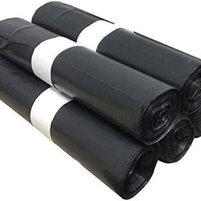 Economy Pack of 100 Ultra-Resistant 100L Trash Bags with Sliding Ties - Opaque Black, Leak-Proof - Set of 5x20 Bags