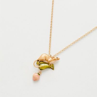 Fable Rose Bud and Mouse Necklace