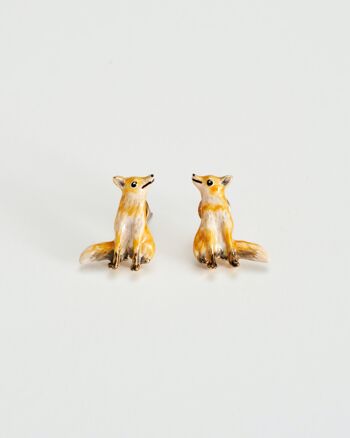 FABLE Boucles d'oreilles à tige en forme de renard en émail - Boîte d'allumettes 1