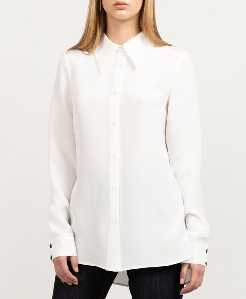 Essential shirt white heavy silk crepe