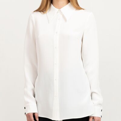 Camisa esencial crepé de seda gruesa blanca