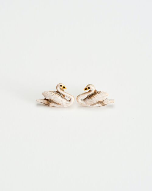 FABLE Enamel Swan Stud Earrings