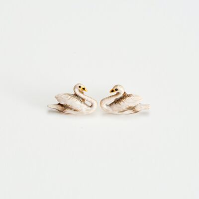 Pendientes con forma de cisne esmaltado FABLE