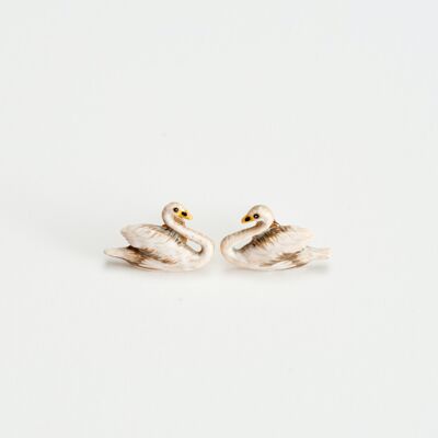 FABLE Enamel Swan Stud Earrings