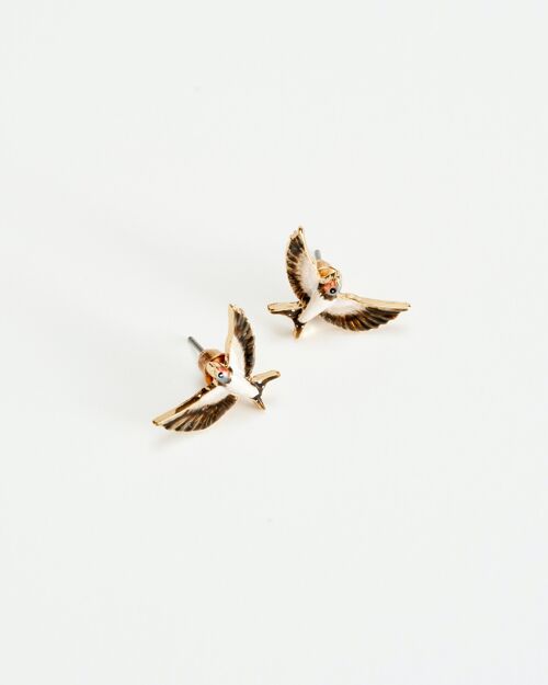 FABLE Enamel Swallow Stud Earrings - Hanging Box