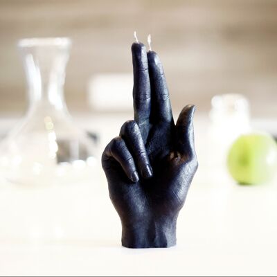 Grande Bougie GUN FINGERS - 21 cm. hauteur | GUN FINGERS bougie geste de la main | Conception super réaliste | Taille et texture réelles de la main | Bougie sculpture artisanale