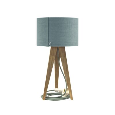 Mini lampe de table en chêne faite à la main, bleu