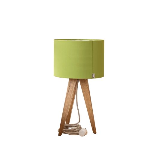 Handmade Oak Table Lamp Tripod Mini, Green