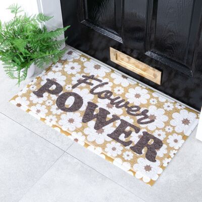 Felpudo Flower Power mostaza (70 x 40 cm)