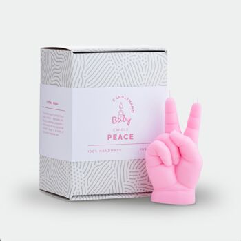 Bougie PEACE - Bougie geste de la main de bébé | Geste de paix de bébé | Bougie fantaisie faite à la main | Cadeau drôle 3