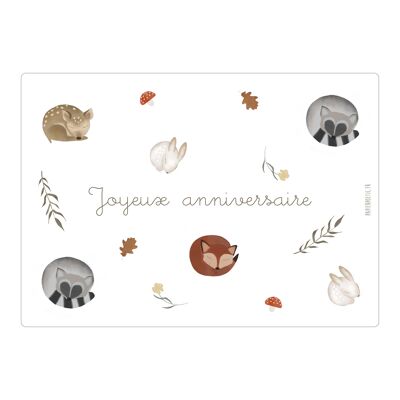 Carte anniversaire "Animaux endormis"