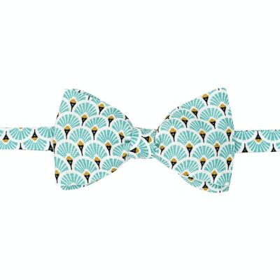 Mint green feathered bow tie
