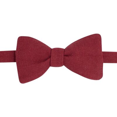 Burgundy linen bow tie