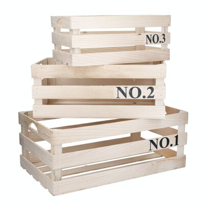 Natural Elements Set of 3 Paulownia Wood Crates