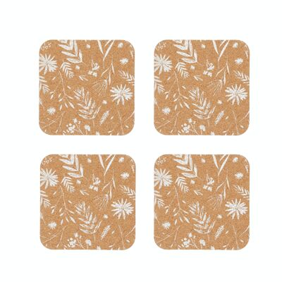 Natural Elements Set of 4 Biodegradable Cork Coasters, 12 x 12cm