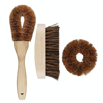 Natural Elements 3-Piece Eco-Friendly Coconut Fibre Brush Set