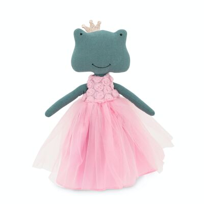 Soft toy, Fiona the Frog:	Pink Dress with Roses + bonus mermaid tale