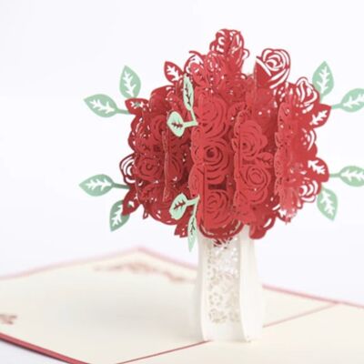Tarjeta de San Valentín 3D - Rosa Roja