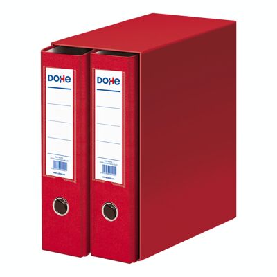 Archicolor module with 2 red folio size filing cabinets