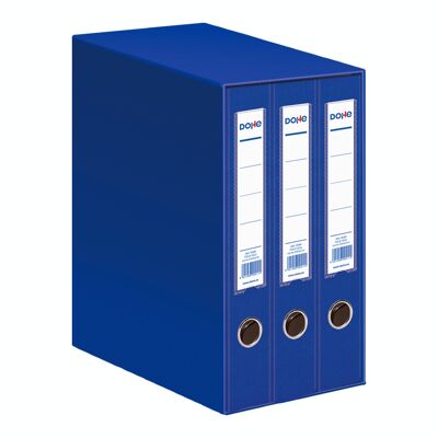 Archicolor module with 3 blue folio size filing cabinets
