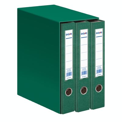 Archicolor module with 3 green folio size filing cabinets