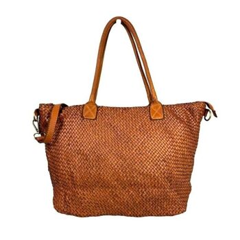 Sac Shopper en Cuir Lavé Style Vintage pour Femme. Mode 2