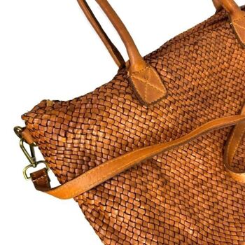 Sac Shopper en Cuir Lavé Style Vintage pour Femme. Mode 5