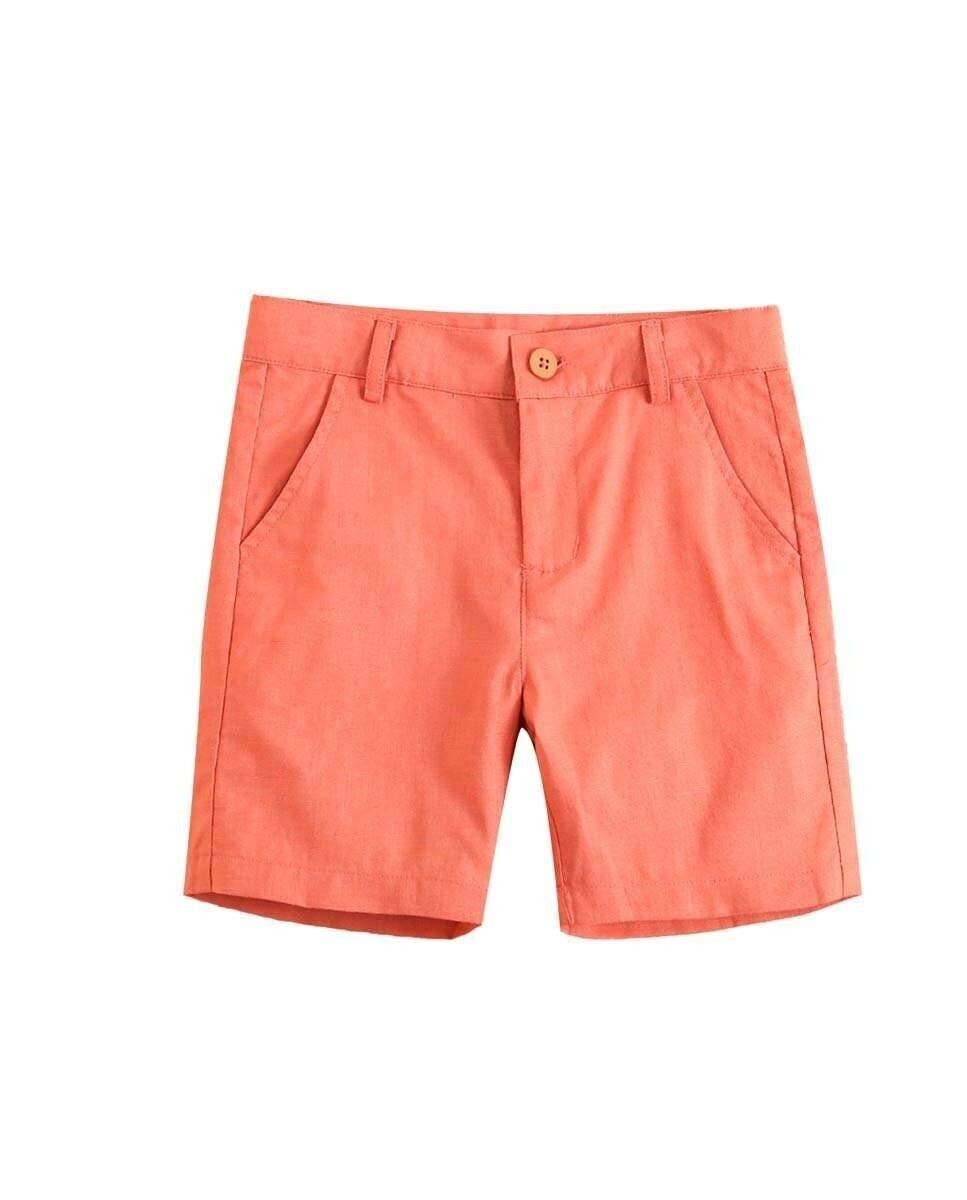 Bermuda corallo tinta unita da bambino con vita regolabile