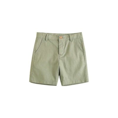 Plain green boy's Bermuda shorts with adjustable waist
